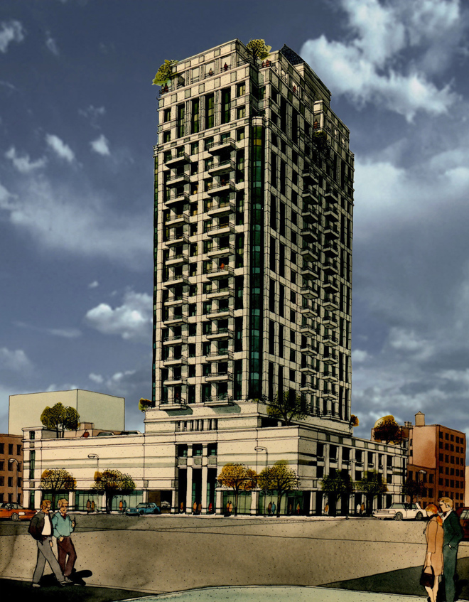 Mixed Use Apartment Building Rendering