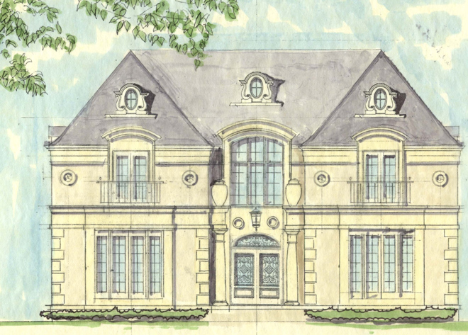 Conceptual European Style House Drawing